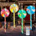 Candy Christmas Decorations Pathway Outdoor Solar, 29 inches 80 LED Lighted Lollipop with 8 Modes Waterproof String, for Yard Patio Walkway-4PCS (Multi-colored)