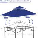 Grill Gazebo Replacement Top, 5 * 8 Outdoor BBQ Top Cover, Double Layer BBQ Gazebo Top Canopy for Model #L-GG001PST-F (Blue)