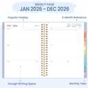 2026 Planner, Annecy Weekly  Monthly Planner 2026, Jan. 2026  Dec. 2026, 6.4" x 8.3" Monthly Agenda Planner with Tabs, Waterproof Flexible Cover, Spiral Binding, Double-sided Pocket, Bookmark, Blue