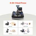 VEVOR 8 in 1 Heat Press Machine 15x15 Inch, 360 Swing Away Shirt Press Machine - Digital Professional Heat Transfer Tshirt Press Machine, Sublimation Heat Press for T Shirts Hat Cap Mug Plate Blue