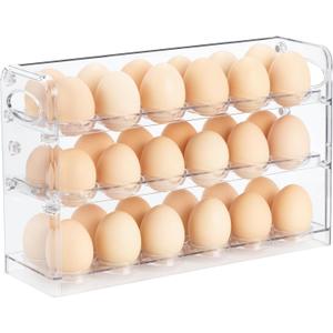 Egg Holder for 36 Eggs, Egg Storage for Refrigerator, PET Egg Container for Kitchen Countertop, Egg Dispenser, Egg Tray, Clear