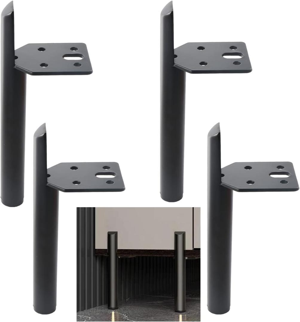 10 Inch Furniture Legs Black Coffee Table Feet, Mid-Century Metal Furniture Leg for Sofa Cabinet Ottoman, Set of 4 Side Mounted Style Home DIY Replacement Feet