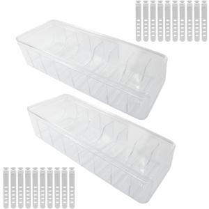 2 Pcs Clear Cord Organizer with 20 Wire Ties, Plastic Cable Management Box with Lid, Desktop Storage Box for Home/Office/Desk Accessories