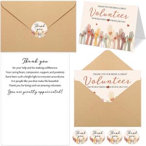 Sinload 50 Sets Volunteer Thank You Cards with Envelopes and Stickers Appreciation Gifts Bulk You Are Greatly Appreciated Cards for Volunteers Church Ministry Charity Supplies