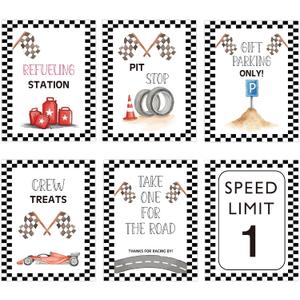 Speed Limit 1 Race Car Birthday Decor, 1st Birthday Party Decorations 6PCS Wall Signs for Baby 1 Years Old Party Decor Yard Garden Banner Party Supplies, Birthday Party Picture Props-01