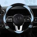 HighnessHwoo Car Steering Wheel Covers for Women Padded Carbon Fiber PU Leather Cute Auto Interior Accessories for Vehicle, Sedan, Universal, Anti Slip, Blue, Standard Size, 14.75-15.15in