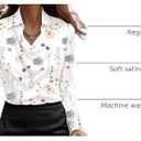 CORIRESHA Women's Elegant Cowl Neck Satin Blouse Long Sleeve Office Work Shirt Silk Top (White)