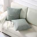 HAUSSY Sage Green Linen Decorative Throw Pillow Covers 24x24 Inch Set of 2, Square Euro Cushion Case with 3 Vintage Buttons,Modern Farmhouse Home Decor for Couch,Bed