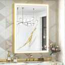 TokeShimi 24 x 32 Inch LED Gold Bathroom Vanity Mirror with Lights with 45 Angled Beveled Light, 3 Colors, Anti-Fog,Aluminum Alloy Matte Frame, Memory Funtion Stepless Dimmable for Modern Decor