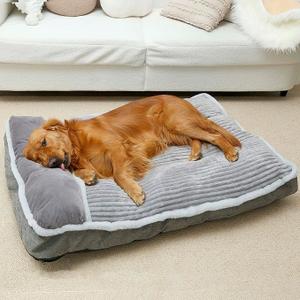 Dog Bed for Large Dogs, Dog Mattress with Pillow for Crate Kennel, Sofa pet Bed, Super Soft pet Bed for Medium, Jumbo, Small Dogs Breeds (Grey, Large:(36"x27"x3")