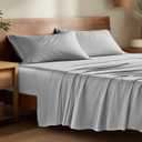 Bare Home 100% Rayon Made from Bamboo Queen Sheet Set - 4 Piece Bedding Set - Deep Pockets - Breathable - Easy Fit - Bedding Sheets & Pillowcases (Queen, Cloud Grey)
