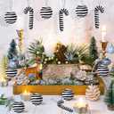 Soulchen 12 Pcs Christmas Candy Cane Ball Decorations - Plush Candy Cane and Hanging Christmas Ball Ornaments, Tree Hanging Decorations for Xmas Tree Home Party Favor Supplies (Black and White)