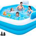 Inflatable Pool for Adults, 77" X 71" X 22" Large Blow Up Pool with Pump, Oversized Thickened Full Size Family Swimming Pools for Outdoor Backyard Summer Water Party Indoor Use