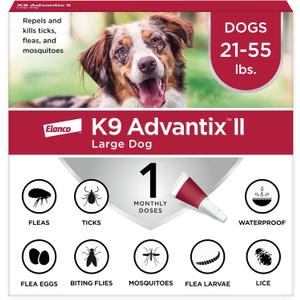 K9 Advantix II Large Dog Vet-Recommended Flea, Tick & Mosquito Treatment & Prevention | Dogs 21-55 lbs. | 1-Mo Supply
