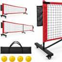 Portable Pickleball Net with Wheels, 22 FT & 11 FT Pickle ball Net 2-in-1