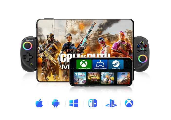 Wireless Mobile Gaming Controller for IOS & Android, Bluetooth Smartphone/Tablet Handheld Joystick Gamepad with Adjustable Clip for iPhone/iPad/Samsung etc.Support Xbox/PS3/4/Switch/PC (Red+Blue)