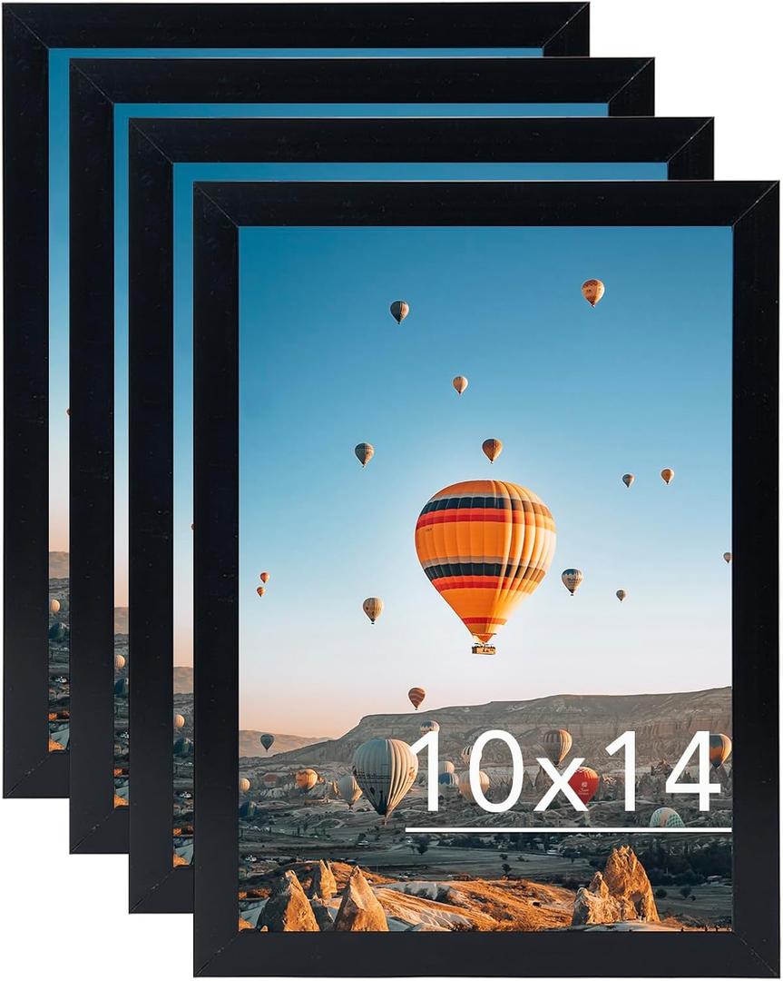 JCJMY 10x14 Picture Frame Set of 4 Black for 30 x 40cm Diamond Painting Art, Wall Mounting Horizontally or Vertically, 10 x 14 Wall Gallery Poster Photo Frame with Durable Shatter Resistant
