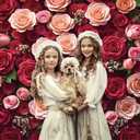 Pink Red Rose Wall Backdrop 7x5FT Flower Wall Photography Background Bridal Shower Wedding Baby Shower Girls Princess Birthday Party Cake Table Banner Decorations