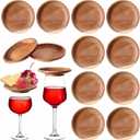 Mumufy 12 Pcs 4" Acacia Wood Wine Glass Charcuterie Topper Glass Topper Plate Mini Charcuterie Board for Wine and Cheese Parties Family Gatherings Bars Restaurants