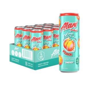 2x Alani Nu Juicy Peach Sugar Free Energy Drink (Pack of 12) 12floz, (EXP 08/31/27)