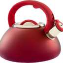 Primula Fast to Boil, Cool Touch Handle Food Grade Stainless Steel Hot Water Kettle, 2.5-Quart, Matte Red