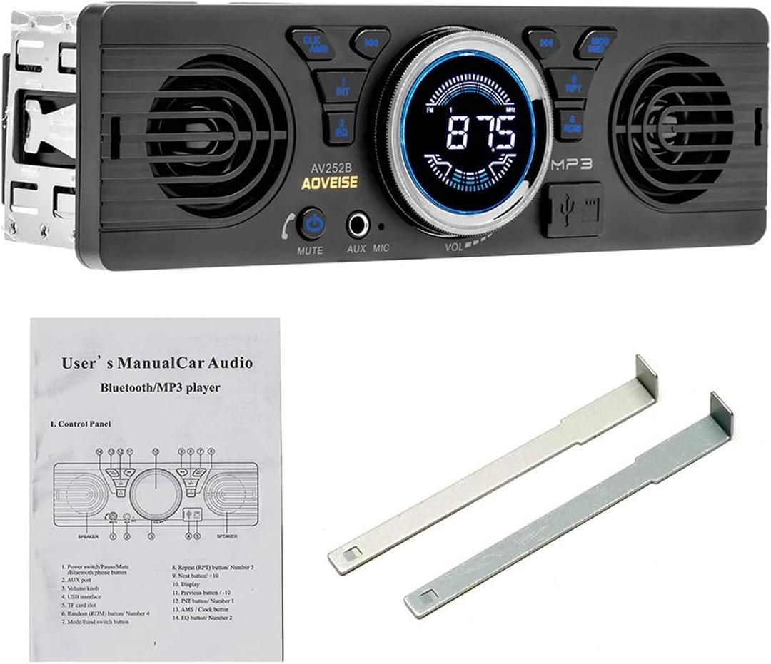 AOVEISE AV252B 12V Dual Horn Bluetooth 2.1 In-Dash FM Stereo Mp3 Audio Player