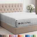 Extra Deep King Fitted Sheet - Hotel Luxury Single Fitted Sheet Only - Easily Fits 18 inch to 24 inch Mattress - Ultra Soft, Wrinkle Free with Extra Deep Pockets - Breathable & Comfy - Grey Stripes