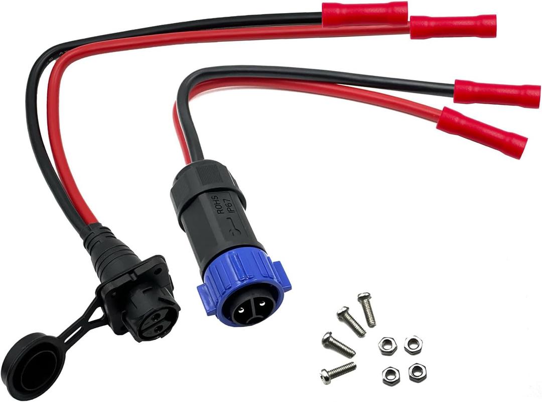 Trolling Motor Plug and Receptacle Set, 12V 8AWG 2 Wire, Universal, Easy Install, Durable, For Fishing Boats, Fresh Water