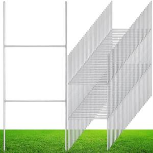Zonon 60 Pcs H Stakes for Yard Signs 16.5'' x 7'' Heavy Duty Metal H Frame Wire Stakes Weatherproof Metal Holder for 4mm 5mm Corrugated Signs Guidepost Yard Decoration