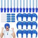 Realspring 124 Pcs Blue Accessories Team Spirit Bulk Team Spirit Week Include Foil Wig Fits Whistles Eye Black Sticker for Sporting Events Cheering Essentials