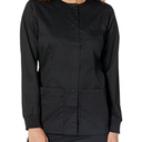 Dagacci Medical Uniform® Bundle Women’s Medical Scrub Set (Black Size L) with Warm-Up Jacket – Classic V-Neck Top, Pants & Long-Sleeve Snap Jacket, 3-Piece Nursing Uniform Set, 