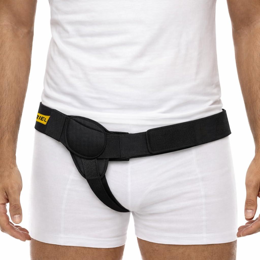 URIEL Right Side Hernia Belts for Men - Inguinal Hernia Belt for Men, Pre and Post Surgery Truss, Size Large, Black (39.8-44.5 Inches)
