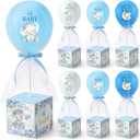 6 Set Elephant Tulle Tutu Balloon with Letter Boxes Baby Shower Table Centerpieces Decor for Gender Reveal Balloons Tulle Cover with Stand Elephant Themed Baby Shower Birthday Party(Blue)