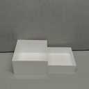 Hacaroa Set of 2 Acrylic Cube Riser Hollow Bottom, Glossy White Buffet Riser Food Display Stand, 5 Sides Cupcake Stand Nesting Display Boxes for Jewelry, Collectibles, Figures, 3 Sizes