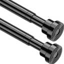 2pcs Spring Tension Rods 18 to 28 Inch Adjustable Small Tension Rod No Drilling Short Black Curtain Rod Expandable for Window, Cupboard, Closet, Wardrobe, DIY Projects