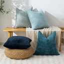 Pack of 4 Throw Pillow Covers 18x18 Boho Cushion Covers for Living Room | Cushonix,Blue Series,Decorative Farmhouse Pillow Covers for Couch Bed Sofa,Home Decor,Soft Square Pillowcase