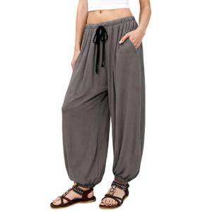 Majdan Women's Modal Sweatpants Baggy Pants Casual Loose Comfy High Waisted Lounge Pants with Pockets (Darkgrey-L) (Gray, L)