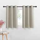NICETOWN Blackout Curtain Valances for Kitchen, Basement Window Vlances Privacy Decorative Grommet Thermal Insulated Short Bathroom Curtains for Small Window, 42" W x 36" L, 2 Panels, Natural