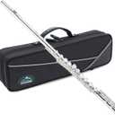 EastRock Closed Hole Flutes C 16 Key for Beginner, Kids, Student Silver Nickel Flute with Case Stand and Cleaning kit