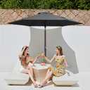 JEAREY 7.5FT Patio Umbrella Market Table Umbrella with 6 Sturdy Ribs, Push Button Tilt/Crank Outdoor Umbrella for Garden, Deck, Backyard, Pool and Beach,Gray