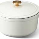 CAROTE 5QT Enameled Cast Iron Dutch Oven Pot with Lid, Heavy-Duty Dutch Oven for Sourdough Bread Baking, Braising, Stews, Roasting, Healthy & Non-Toxic, Dual Handles, All Stovetop Compatible, Oven Safe up to 500° F, Cream White
