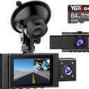 Dual Dash Cam Front and Inside with 64GB Card, FHD 1080P Dash Camera for Cars Dashcams for Cars with Infrared Night Vision Car Camera 24H Park Monitor Motion Detection G-Sensor for Taxi Uber