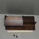 Rebee Vision Pine Wood Key Holder Wall Mount for Home Decor - Vintage Mail Holder Wall Mounted with Floating Shelf & Hooks - Rustic Mail Organizer for Apartment, Living Room, Entryway (Dark Brown)