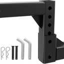 Adjustable Trailer Hitch for 2" Receiver, 9.6" Drop/Rise, 5000 lbs Towing Capacity, Heavy Duty Steel Tow Hitch with 4 Pins for Truck