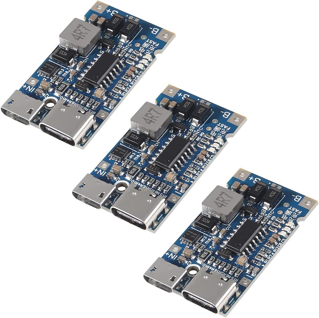 AITRIP 3PCS Type-C USB 2S 3S 4S 5S BMS 4.5V-15V 18W 2A Lithium Battery Charging Module Support QC Fast Charge with Temperature Protection