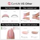 Curvlife 30pcs Press on Nails, Acrylic Fake Nail with Apricot Design, Full Cover False Nails Tips Glossy Nude Glue on Nails Artificial Stick on Nails for Women (ombre glitter tips, Medium)
