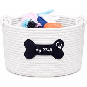 JUPPE Pet Dog Basket with Personalized Name, Dog Toys Storage Organizer Custom Cotton Rope Basket Nursery Decor (Pet Dog Basket)