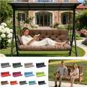 Porch Swing Cushions, Outdoor 3 Seats Swing Cushion Replacement Pad with Backrest, Waterproof Bench Cushion with Ties, for Porch,Garden,Backyard Furniture Patio Lounger (Coffee 60 * 40 in)