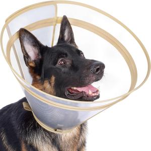 Dog Cone to Stop Licking, Clear Recovery Collar with Detachable Zipper, Sturdy Elizabethan Collar for Large Medium Small Dogs, Soft Adjustable Cone After Surgery Patented, Khaki XL (XL(Neck: 16.5"-20.5"))