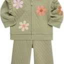 Little Me Clothes for Baby Girls' 2Pc Hoodie and Matching Pant Set, 12 Months to 4 Toddler (Tea Flower)